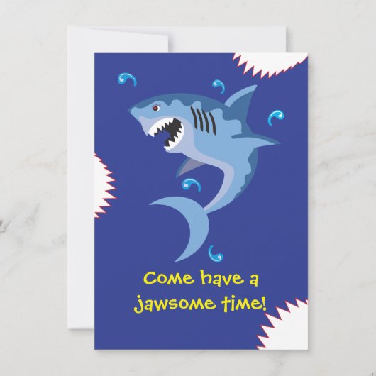 Shark Birthday Swimming Pool Party Invitations Kaart (Achterkant)