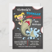 Shark Birthday Swimming Pool Party Invitations Kaart (Voorkant)