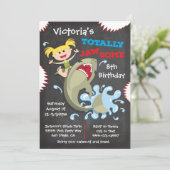 Shark Birthday Swimming Pool Party Invitations Kaart (Staand voorkant)