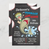 Shark Birthday Swimming Pool Party Invitations Kaart (Voorkant / Achterkant)