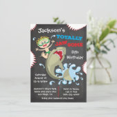 Shark Birthday Swimming Pool Party Invitations Kaart (Staand voorkant)