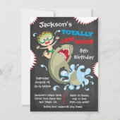 Shark Birthday Swimming Pool Party Invitations Kaart (Voorkant)