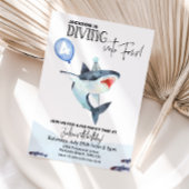 Shark Birthday-uitnodiging - Duik in VIER Kaart