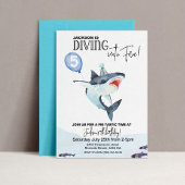 Shark Birthday-uitnodiging - Duik in VIJF Kaart