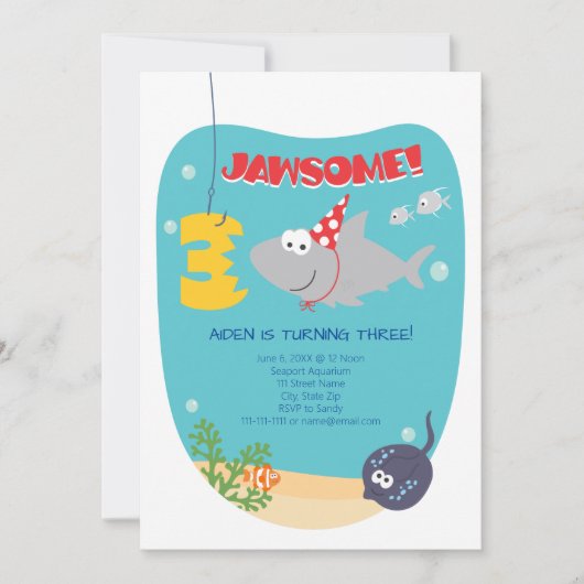 Shark Bite 3de dag uitnodiging (Voorkant)