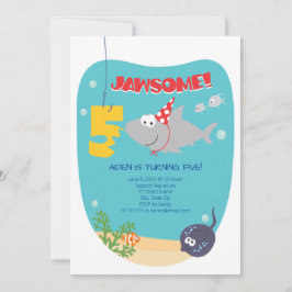 Shark Bite 5th Birthday Invitation Kaart
