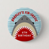 Shark Bite Any Age Birthday Party Button (Voorkant)