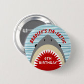 Shark Bite Any Age Birthday Party Button (Voorkant /achterkant)