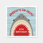 Shark Bite Any Age Birthday Party Napkins Servet (Voorkant)