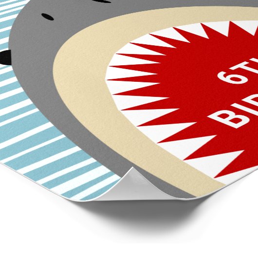Shark Bite Any Age Birthday Party Welkomstteken Poster (Hoek)