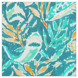 Shark Bite Aquamarine Ocean Life Waterverf Stof