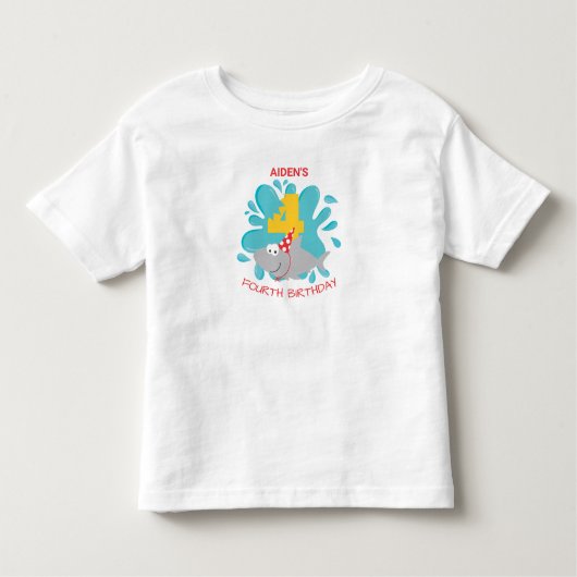 Shark Bite Fourth Birthday T-Shirt (Voorkant)