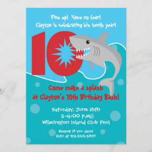 Shark Bite Invite - 10e verjaardag Kaart