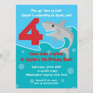 Shark Bite Invite - 4e verjaardag Kaart