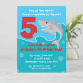 Shark Bite Invite - 5e verjaardag Kaart (Staand voorkant)