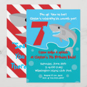 Shark Bite Invite - 7e verjaardag Kaart (Voorkant / Achterkant)