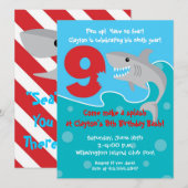 Shark Bite Invite - 9e verjaardag Kaart (Voorkant / Achterkant)