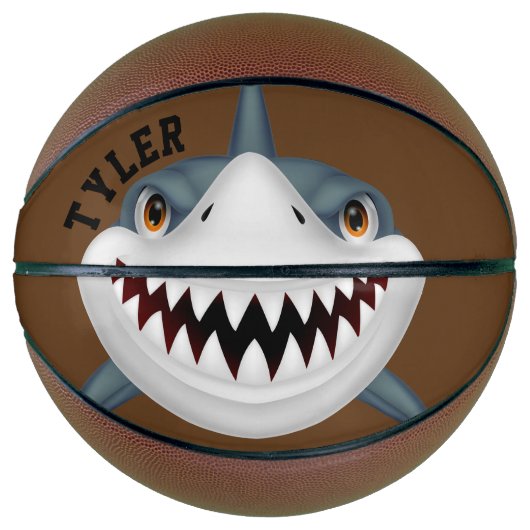 Shark Bite personaliseren op bruine achtergrond Basketbal (Voorkant)