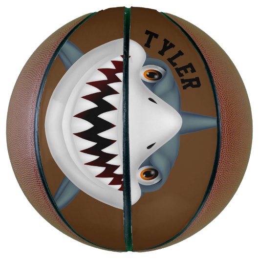 Shark Bite personaliseren op bruine achtergrond Basketbal (Verticaal)
