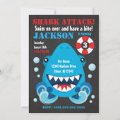 Shark Bite Pool Party verjaardagsuitnodiging Kaart (Voorkant)