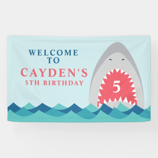 Shark Bite-verjaardagsfeest Spandoek (Horizontaal)