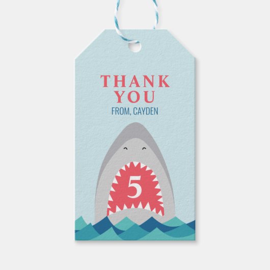 Shark Bite verjaardagsfeestje Cadeaulabel (Voorkant)