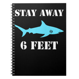 Shark Blijf weg 6 feet sociale vervorming Notitieboek