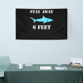 Shark Blijf weg 6 feet sociale vervorming Spandoek (Beurs)