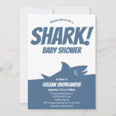 Shark Blue Baby shower Invitation Kaart (Voorkant)