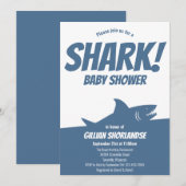 Shark Blue Baby shower Invitation Kaart (Voorkant / Achterkant)