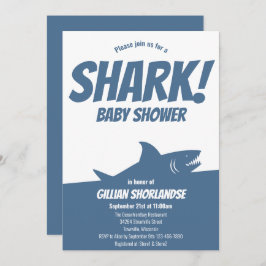 Shark Blue Baby shower Invitation Kaart