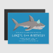Shark Blue Cool Kids Verjaardagsfeestje Magnetische Uitnodiging (Voorkant / Achterkant)