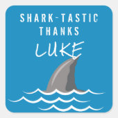 Shark Blue Cool Kids Verjaardagsfeestje Vierkante Sticker (Voorkant)