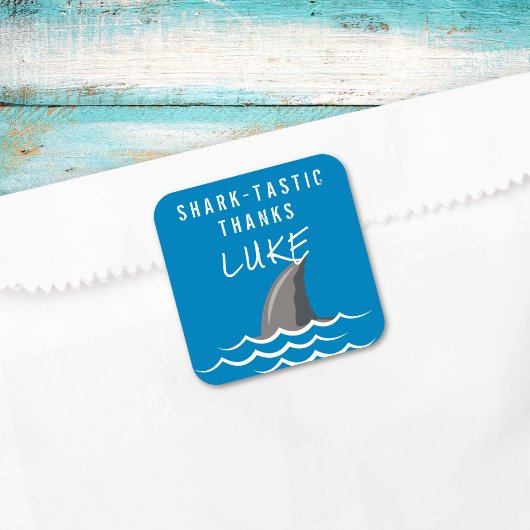 Shark Blue Cool Kids Verjaardagsfeestje Vierkante Sticker