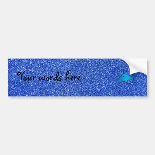 Shark blue glitter bumpersticker (Voorkant)
