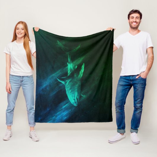 Shark Blue-Green 50 x 60 Fleece Blanket Deken (In situ)
