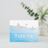 Shark Blue Ocean Baby shower Bedankt Briefkaart (Staand voorkant)