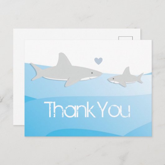 Shark Blue Ocean Baby shower Bedankt Briefkaart (Voorkant / Achterkant)