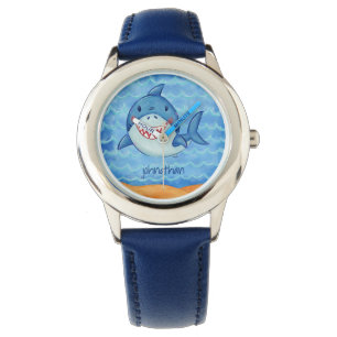 Shark Blue Ocean Kinder Schattige onder het Zee Cu Horloge