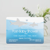 Shark Blue Ocean Post Baby shower Kaart (Staand voorkant)