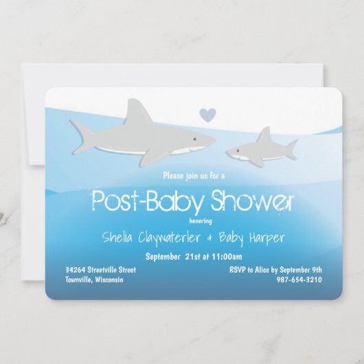 Shark Blue Ocean Post Baby shower Kaart (Voorkant)