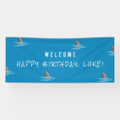 Shark Blue Underwater kinderen Birthday Party Spandoek (Horizontaal)
