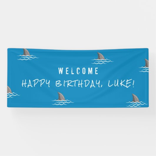 Shark Blue Underwater kinderen Birthday Party Spandoek (Horizontaal)