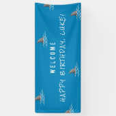 Shark Blue Underwater kinderen Birthday Party Spandoek (Verticaal)