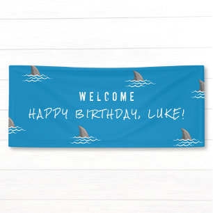 Shark Blue Underwater kinderen Birthday Party Spandoek