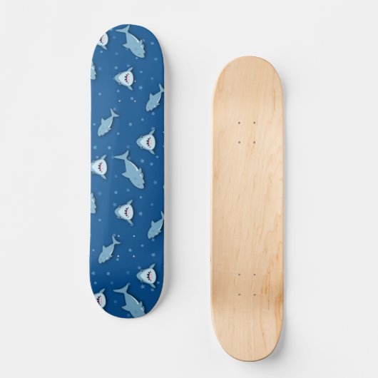 Shark Blue White Persoonlijk Skateboard (Voorkant)