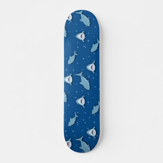 Shark Blue White Persoonlijk Skateboard (Voorkant)