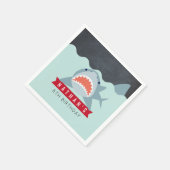 Shark Boy Navy Blue Pool Verjaardagspapier Servet (Hoek)