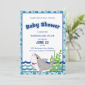 Shark Boy's Blue Couple's Baby shower Kaart (Staand voorkant)