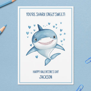 Shark Boys Klaslokaal School Happy Valentine's Day Feestdagenkaart